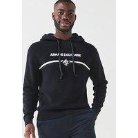 Armani Exchange Stripe Logo Hooded Knitted Jumper - Navy