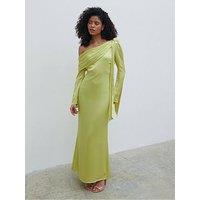 Pretty Lavish Neomie One Shoulder Tie Detail Dress - Chartreuse