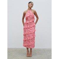 Pretty Lavish Katy Ruffle Halterneck Midaxi Dress - Pink