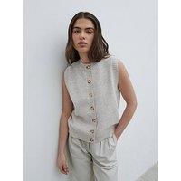 Pretty Lavish Leonora Fluffy Knitted Waistcoat - Chalk - Cream