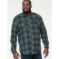 D555 Garfield Check Overshirt - Green/Navy