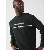 Armani Exchange Ax | Chest/Stripe Logo Crew Neck Jumper - Dark Green