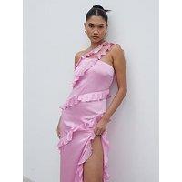 Pretty Lavish Sabina One Shoulder Ruffle Maxi Dress - Pink