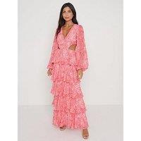 Pretty Lavish Ashton Cut Out Maxi Dress - Coral