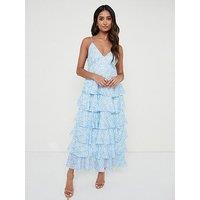 Pretty Lavish Lissy Ruffle Midaxi Dress - Blue