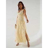 Pretty Lavish Faye Ruffle Maxi Dress - Lemon