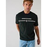 Armani Exchange Ax Chest/Stripe Logo T-Shirt - Dark Green
