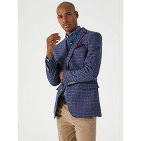 Skopes Caring Check Tailored Fit Suit Jacket - Blue