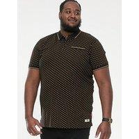 D555 Raul Jersey Polo Shirt With Jacquard Collar - Black