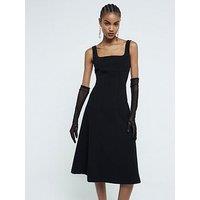 River Island Tailored Seamed Midi Dress - Black