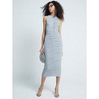 River Island Racer Column Ruched Dress - Grey