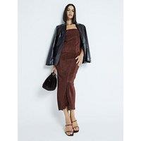 River Island Plisse Midi Skirt Set - Dark Brown