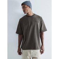 River Island Short Sleeve Os Luminis Embossed T-Shirt - Khaki