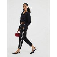 River Island Side Stripe Jogger - Black/White