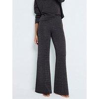 River Island Wide Leg Lurex Crochet Trouser - Dark Brown