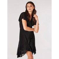 Apricot Angel Slv Wrap Sparkle Dress