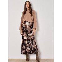 Apricot Paintbrush Floral Slip Skirt