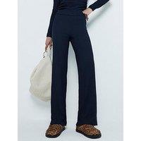 River Island Textured Wide Leg Trouser - Navy