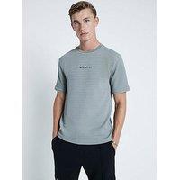 River Island Short Sleeve Slim Fit Embossed T-Shirt - Light Khaki