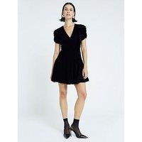 River Island Velvet Godet Mini Dress - Black