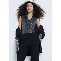 River Island Wrap Metallic Foil Body - Silver