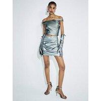 River Island Metallic Mini Skirt - Silver