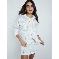 River Island Fair Isle Cardigan - Cream
