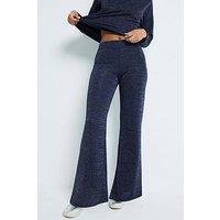 River Island Wide Leg Lurex Crochet Trouser - Navy