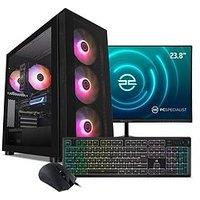 Pcspecialist Fusion 260 Gaming Desktop - 24In Fhd Monitor, Keyboard & Mouse Bundle - Geforce 4060 Ti, Amd Ryzen 5, 16Gb Ram, 1Tb Ssd - Black