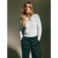 New Look Sparkle Yarn Textured Crew Neck Jumper - Silver