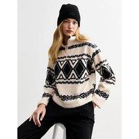 New Look Fair Isle Borg Sweatshirt - White