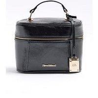 River Island Bashed Pu Vanity Bag - Black
