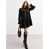 New Look Lace Insert Mini Smock Dress - Black
