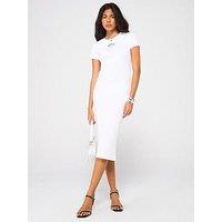 Moschino Jeans Fitted Logo Midi Dress - White
