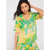 V By Very Short Sleeve Beach Co Ord Shirt - Print