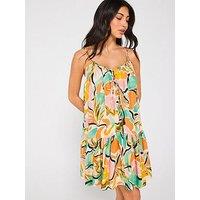 V By Very Strappy Tiered Beach Mini Dress - Print