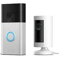 Ring Video Doorbell (3Rd Gen) Satin Nickel And Indoor Cam White Security Camera
