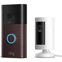 Ring Video Doorbell (3Rdgen) Venetian Bronze And Indoor Cam White Security Camera