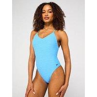 Nike Womens Terry V Neck One Piece Swimsuit - Blue