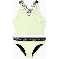 Nike Girls Logo Taping Crossback One Piece Swimsuit - Green