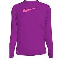 Nike Girls Swoosh Long Sleeve Hydroguard T Shirt - Purple