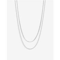 Simply Silver Sterling Silver 925 Polished Textured Double Chain Necklace