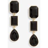 Mood Gold Black Statement Facet Linear Drop Earrings