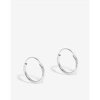 Simply Silver Sterling Silver 925 Polished Textured Hoop Earrings