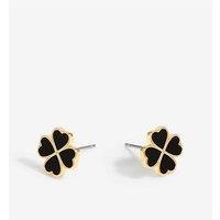 Jon Richard Gold Plated And Jet Enamel Clover Stud Earrings
