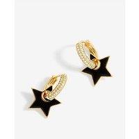 Jon Richard Gold Plated And Jet Enamel Star Earrings