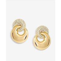 Jon Richard Gold Plated Polished And Pave Circle Drop Earrings