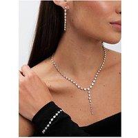 Jon Richard Rhodium Plated Cubic Zirconia Y Necklace