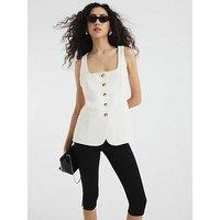 River Island Square Neck Waistcoat - Cream