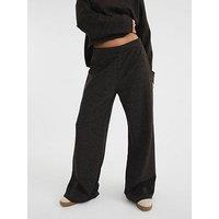 River Island Wide Leg Lurex Crochet Trouser - Dark Brown